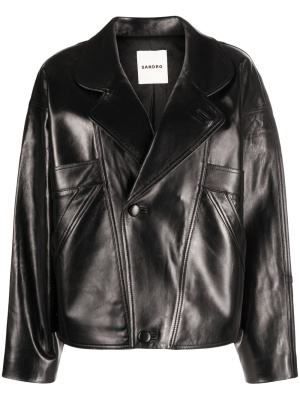 Asymmetric-fastening leather jacket, SANDRO Asymmetric-fastening leather jacket
Asymmetric-fastening leather jacket, SANDRO Asymmetric-fastening leather jacket