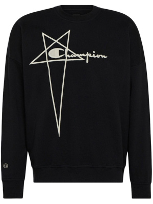 X Champion logo-embroidered cotton sweatshirt, Rick Owens X Champion logo-embroidered cotton sweatshirt
X Champion logo-embroidered cotton sweatshirt, Rick Owens X Champion logo-embroidered cotton sweatshirt