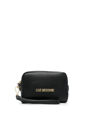 

Logo-plaque faux-leather makeup bag, Love Moschino Logo-plaque faux-leather makeup bag