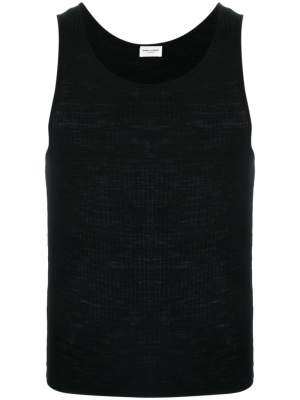 Logo-embroidered ribbed tank top, Saint Laurent Logo-embroidered ribbed tank top
Logo-embroidered ribbed tank top, Saint Laurent Logo-embroidered ribbed tank top