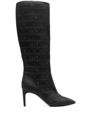 Logo-jacquard 75mm satin knee-boots, Moschino Logo-jacquard 75mm satin knee-boots
Logo-jacquard 75mm satin knee-boots, Moschino Logo-jacquard 75mm satin knee-boots