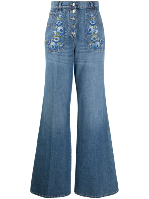 Flower-embroidered high-rise wide-leg jeans, ETRO Flower-embroidered high-rise wide-leg jeans
Flower-embroidered high-rise wide-leg jeans, ETRO Flower-embroidered high-rise wide-leg jeans