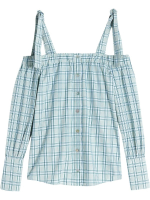 Checked off-shoulder cotton shirt, Victoria Victoria Beckham Checked off-shoulder cotton shirt
Checked off-shoulder cotton shirt, Victoria Victoria Beckham Checked off-shoulder cotton shirt