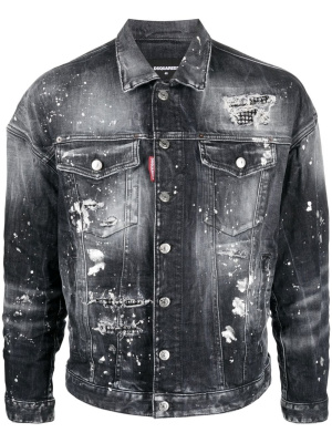 Slogan-print distressed denim jacket, Dsquared2 Slogan-print distressed denim jacket
Slogan-print distressed denim jacket, Dsquared2 Slogan-print distressed denim jacket