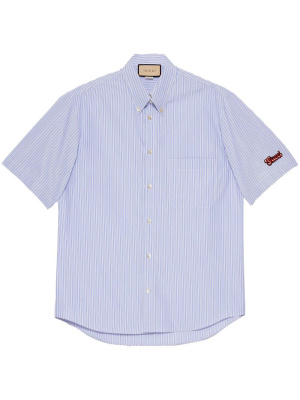 Logo-embroidered stripe-print shirt, Gucci Logo-embroidered stripe-print shirt
Logo-embroidered stripe-print shirt, Gucci Logo-embroidered stripe-print shirt
