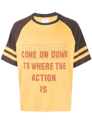 Slogan-print contrast-sleeve T-shirt, Rhude Slogan-print contrast-sleeve T-shirt
Slogan-print contrast-sleeve T-shirt, Rhude Slogan-print contrast-sleeve T-shirt