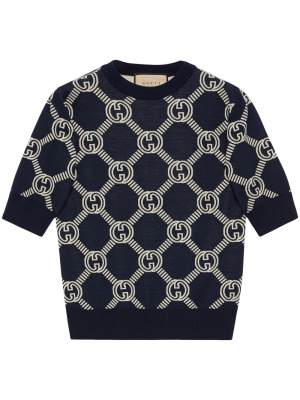 Monogram-jacquard short-sleeved jumper, Gucci Monogram-jacquard short-sleeved jumper
Monogram-jacquard short-sleeved jumper, Gucci Monogram-jacquard short-sleeved jumper