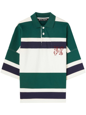 Monogram-embroidered striped polo shirt, Palm Angels Monogram-embroidered striped polo shirt
Monogram-embroidered striped polo shirt, Palm Angels Monogram-embroidered striped polo shirt