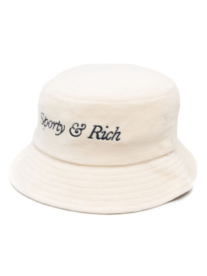 Logo-embroidered cotton bucket hat, Sporty & Rich Logo-embroidered cotton bucket hat
Logo-embroidered cotton bucket hat, Sporty & Rich Logo-embroidered cotton bucket hat