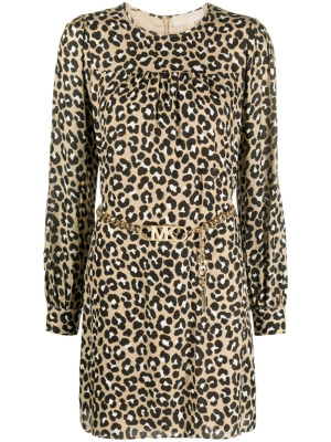 

Leopard-print belted minidress, Michael Michael Kors Leopard-print belted minidress