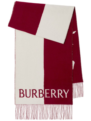 

EDK knight-motif fringed-edge scarf, Burberry EDK knight-motif fringed-edge scarf
