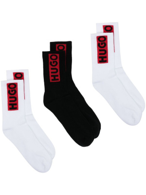 Logo-intarsia ribbed socks (pack of three), HUGO Logo-intarsia ribbed socks (pack of three)
Logo-intarsia ribbed socks (pack of three), HUGO Logo-intarsia ribbed socks (pack of three)