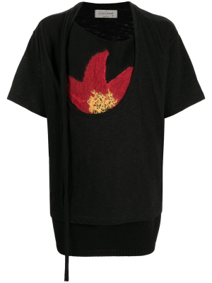 Floral-embroidered layered T-shirt, Yohji Yamamoto Floral-embroidered layered T-shirt
Floral-embroidered layered T-shirt, Yohji Yamamoto Floral-embroidered layered T-shirt