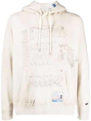 Faux-collar slogan-printed hoodie, Maison Mihara Yasuhiro Faux-collar slogan-printed hoodie
Faux-collar slogan-printed hoodie, Maison Mihara Yasuhiro Faux-collar slogan-printed hoodie