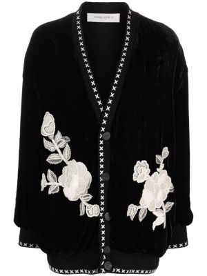 Floral-embroidered velvet cardigan, Golden Goose Floral-embroidered velvet cardigan
Floral-embroidered velvet cardigan, Golden Goose Floral-embroidered velvet cardigan