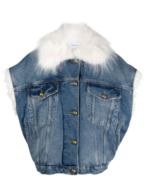 Faux-fur collar sleeveless denim jacket, PINKO Faux-fur collar sleeveless denim jacket
Faux-fur collar sleeveless denim jacket, PINKO Faux-fur collar sleeveless denim jacket