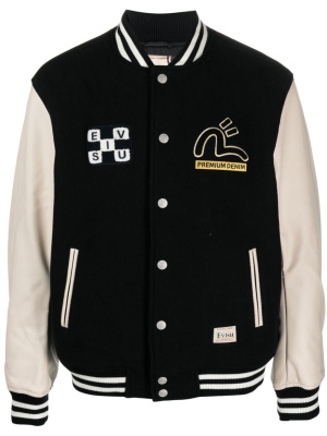 Daruma appliqué wool baseball jacket, EVISU Daruma appliqué wool baseball jacket
Daruma appliqué wool baseball jacket, EVISU Daruma appliqué wool baseball jacket