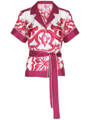 Majolica-print belted silk shirt, Dolce & Gabbana Majolica-print belted silk shirt
Majolica-print belted silk shirt, Dolce & Gabbana Majolica-print belted silk shirt