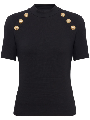 Embossed-button round-neck T-shirt, Balmain Embossed-button round-neck T-shirt
Embossed-button round-neck T-shirt, Balmain Embossed-button round-neck T-shirt