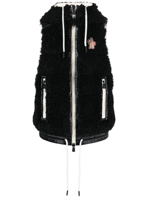 

Logo-patch hooded shearling gilet, Moncler Grenoble Logo-patch hooded shearling gilet
