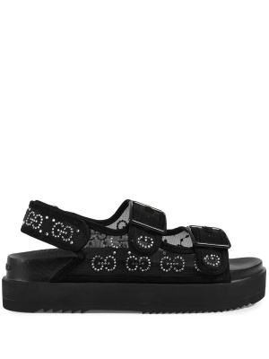 

Crystal-embellished monogram-pattern sandals, Gucci Crystal-embellished monogram-pattern sandals