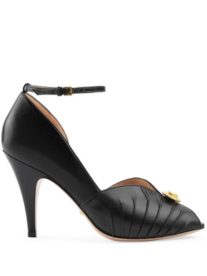 

Logo-plaque 95mm leather sandals, Gucci Logo-plaque 95mm leather sandals