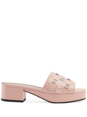 

Interlocking G block-heel slides, Gucci Interlocking G block-heel slides