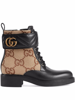 

GG-canvas logo-plaque ankle boots, Gucci GG-canvas logo-plaque ankle boots