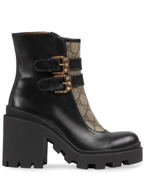 

GG Supreme buckle ankle boots, Gucci GG Supreme buckle ankle boots