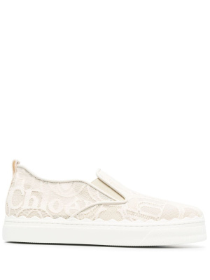 

Lauren embroidered slip-on sneakers, Chloé Lauren embroidered slip-on sneakers