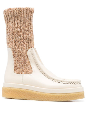 

Sock-detail leather boots, Chloé Sock-detail leather boots