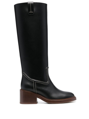 

60mm heeled leather boots, Chloé 60mm heeled leather boots