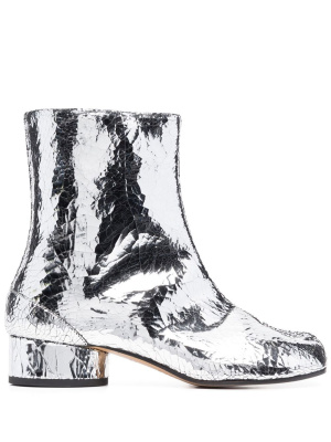 

Cracked-effect metallic ankle boots, Maison Margiela Cracked-effect metallic ankle boots