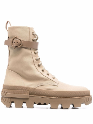 

Logo-print leather boots, Moncler Logo-print leather boots