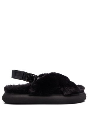 

Solarisse faux-fur flat sandals, Moncler Solarisse faux-fur flat sandals