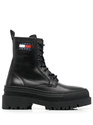 

Logo-patch lace-up combat boots, Tommy Jeans Logo-patch lace-up combat boots