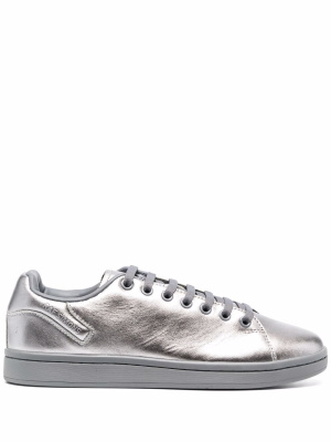 

Metallic low-top leather sneakers, Raf Simons Metallic low-top leather sneakers