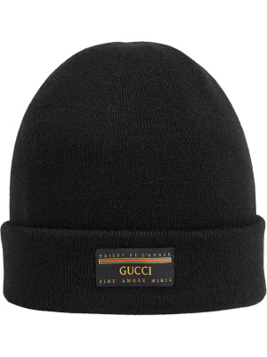 

Logo patch beanie hat, Gucci Logo patch beanie hat