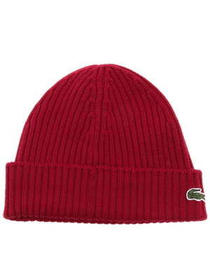 

Logo-patch ribbed-knit beanie, Lacoste Logo-patch ribbed-knit beanie