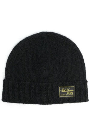 

Knitted logo-patch beanie, Raf Simons Knitted logo-patch beanie