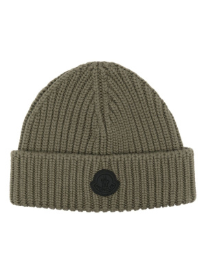 

Logo-patch knit wool beanie, Moncler Logo-patch knit wool beanie