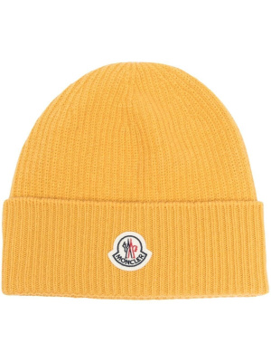 

Logo-patch ribbed-knit beanie, Moncler Logo-patch ribbed-knit beanie