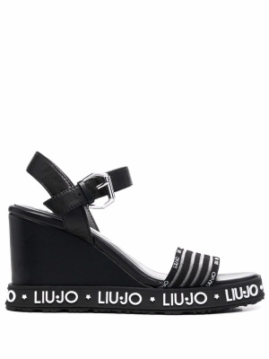 

Nicole logo-print wedge sandals, LIU JO Nicole logo-print wedge sandals