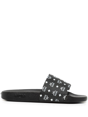 

Monogram-print slides, MCM Monogram-print slides