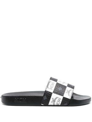 

Checkboard monogram pool slides, MCM Checkboard monogram pool slides