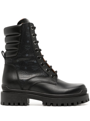 

Visetos-print leather lace-up boots, MCM Visetos-print leather lace-up boots
