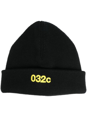 

Embroidered-logo knit beanie, 032c Embroidered-logo knit beanie