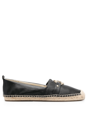 

Logo-buckle slip-on leather espadrilles, Michael Michael Kors Logo-buckle slip-on leather espadrilles