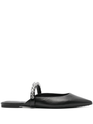 

Crystal-embellished leather flat mules, Michael Michael Kors Crystal-embellished leather flat mules