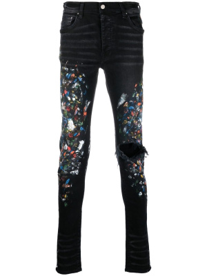 

Paint print distressed skinny jeans, AMIRI Paint print distressed skinny jeans